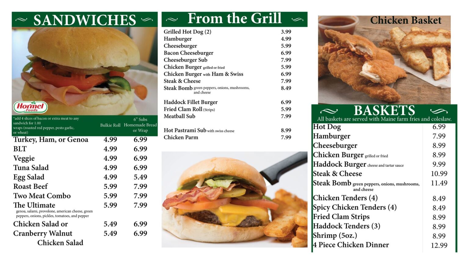 Menu Items Dysart's Travel Stops